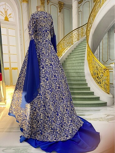 36 Beden mavi Renk Bindallı kaftan