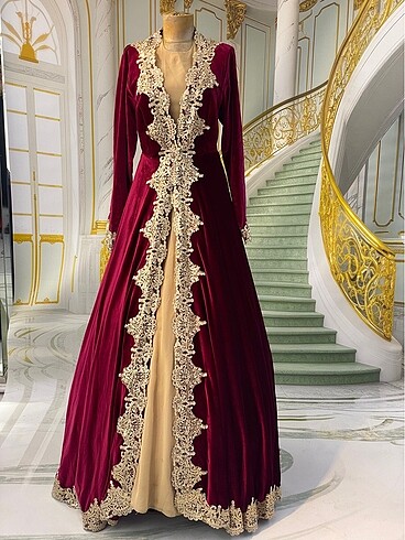 42 Beden bordo Renk Bindallı kaftan