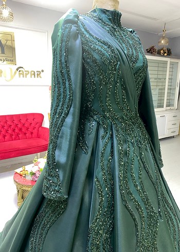 Yeşil saten dantel işlemeli kınalık - Görsel 3