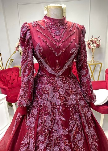 Bordo İşlemeli kınalık - Görsel 2