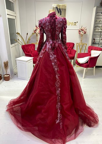 Bordo İşlemeli kınalık - Görsel 3