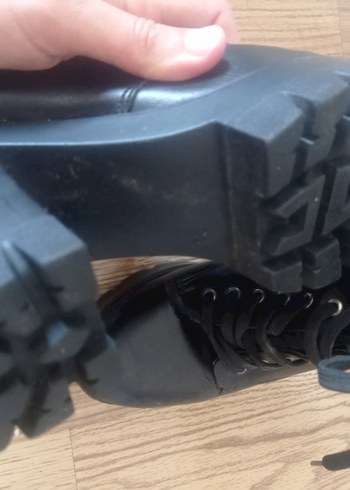 38 Beden Kadın Siyah Deri Goth Platform Topuklu Bot