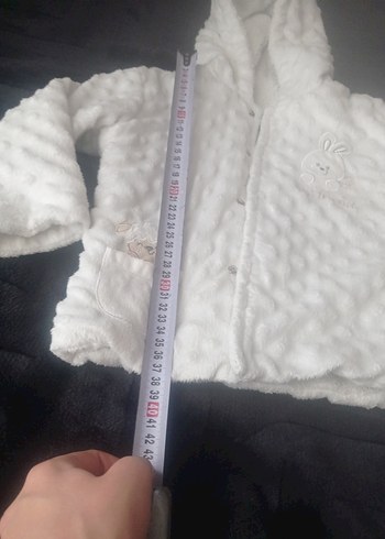 Kapüşonlu Beyaz Kız Bebek yünlü ceket - Görsel 6