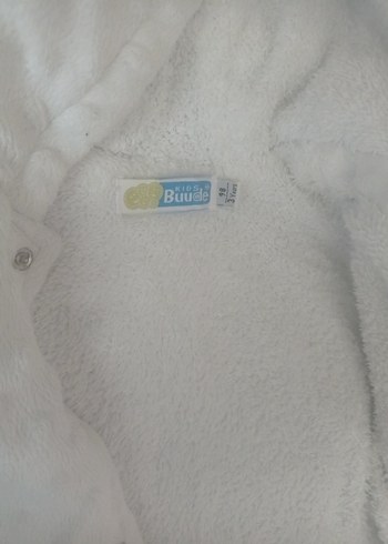 Kapüşonlu Beyaz Kız Bebek yünlü ceket - Görsel 3