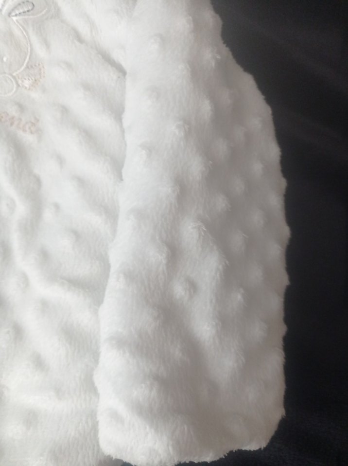 Kapüşonlu Beyaz Kız Bebek yünlü ceket - Görsel 5