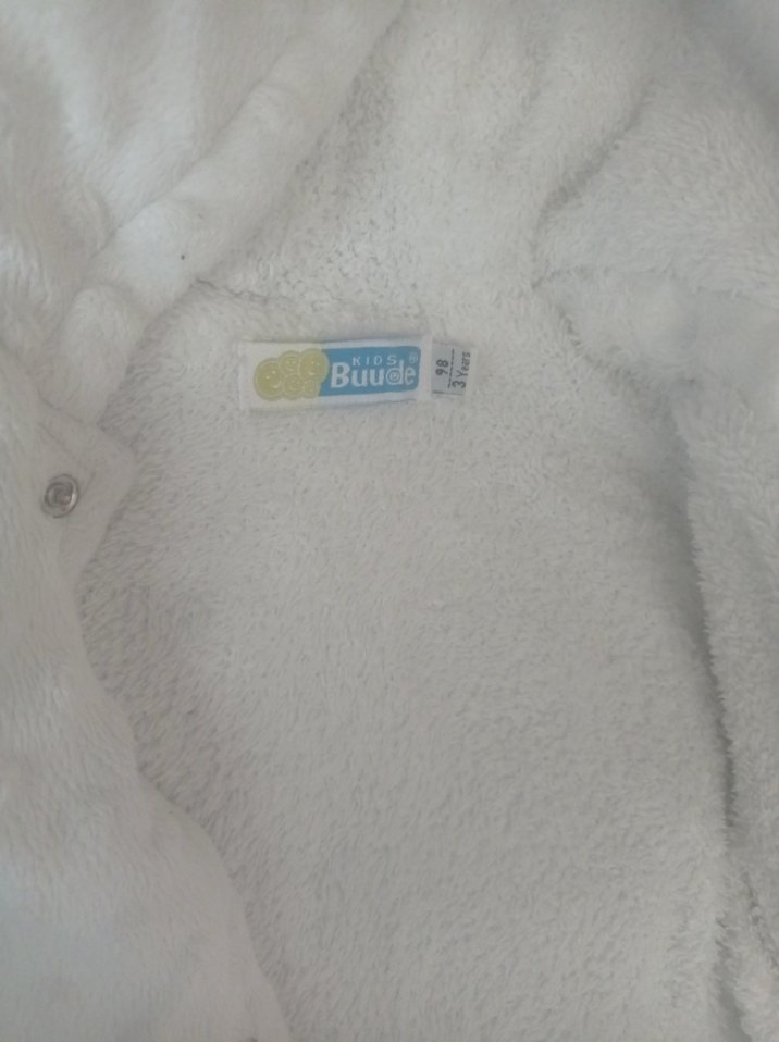 Kapüşonlu Beyaz Kız Bebek yünlü ceket - Görsel 3