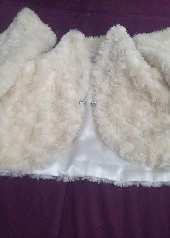 Kız Çocuk Kürklü Beyaz Bolero - Görsel 5