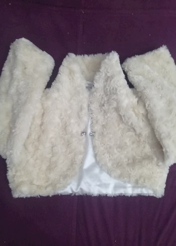 Kız Çocuk Beyaz Kürklü Bolero - Görsel 6