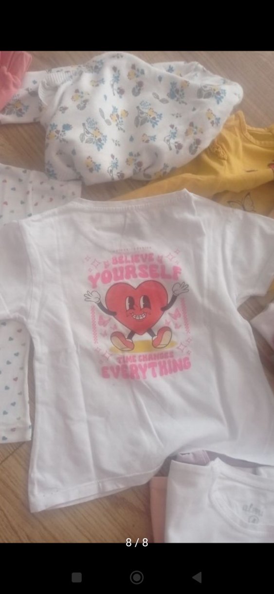 Kız Çocuk Baskılı Beyaz Kısa Kollu Tişört - Görsel 3