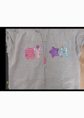 Kız Çocuk Gri Nakışlı Fermuarlı Sweatshirt - Görsel 4