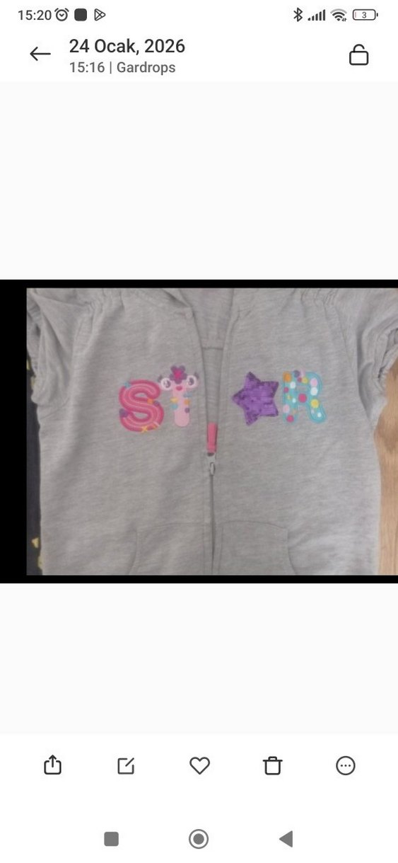 Kız Çocuk Gri Nakışlı Fermuarlı Sweatshirt - Görsel 4