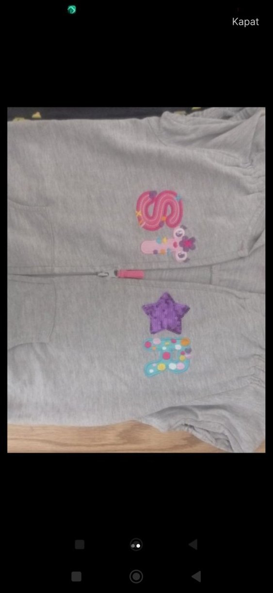 Kız Çocuk Gri Nakışlı Fermuarlı Sweatshirt - Görsel 2