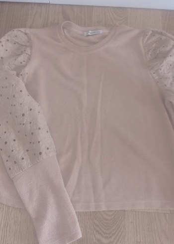 Bej Uzun Kollu Triko Kadın Bluz - Görsel 2