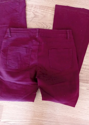 Bordo Düğmeli Salaş Kadın  Pantolon - Görsel 3