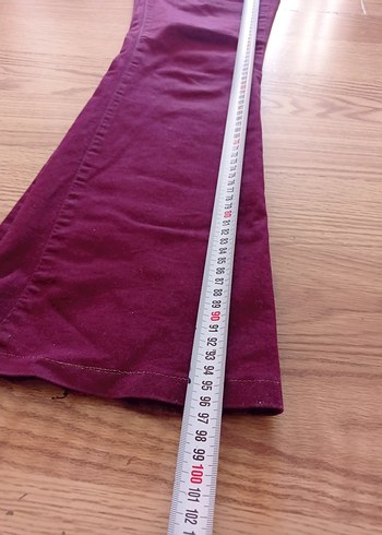 Bordo Düğmeli Salaş Kadın  Pantolon - Görsel 5