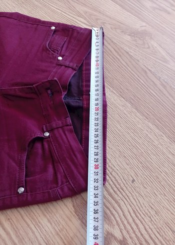 Bordo Düğmeli Salaş Kadın  Pantolon - Görsel 7