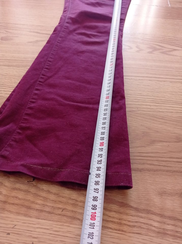 Bordo Düğmeli Salaş Kadın  Pantolon - Görsel 5