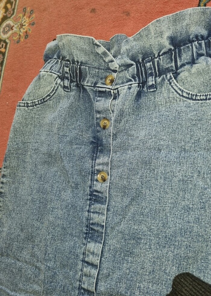 Kot etek düğmeli mavi maxi boy - Görsel 3