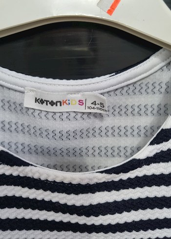 Çizgili Kısa Kollu Triko Çocuk Elbise - Görsel 2