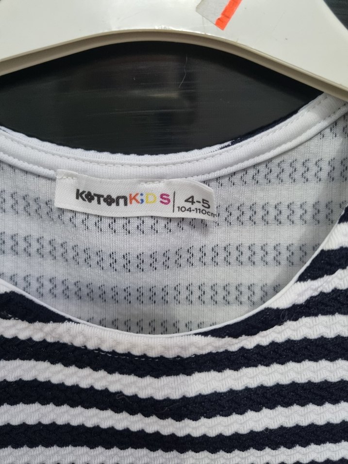 Çizgili Kısa Kollu Triko Çocuk Elbise - Görsel 2