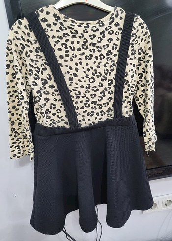 Kız Çocuk Leopar Desenli Uzun Kollu Elbise - Görsel 4