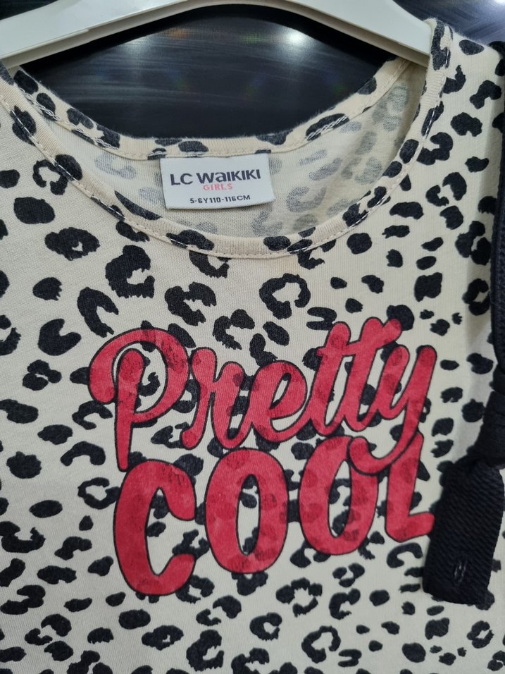 Kız Çocuk Leopar Desenli Uzun Kollu Elbise - Görsel 3