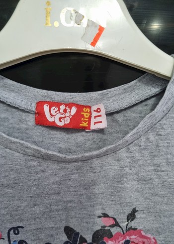 Gri Çiçekli Uzun Kollu Kız Elbisesi - Görsel 2