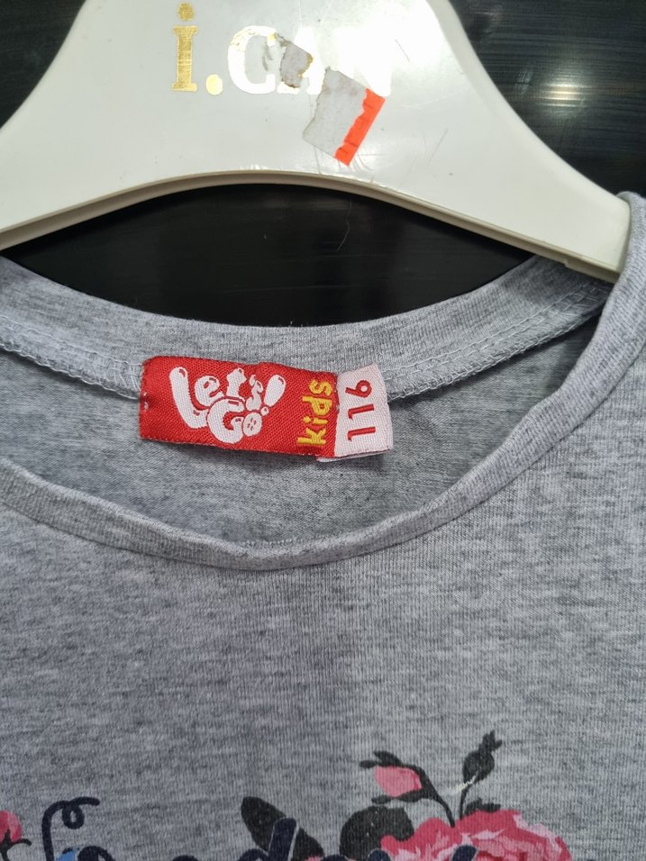 Gri Çiçekli Uzun Kollu Kız Elbisesi - Görsel 2