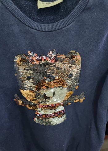 Kız Çocuk Mavi Triko Sweatshirt - Görsel 3