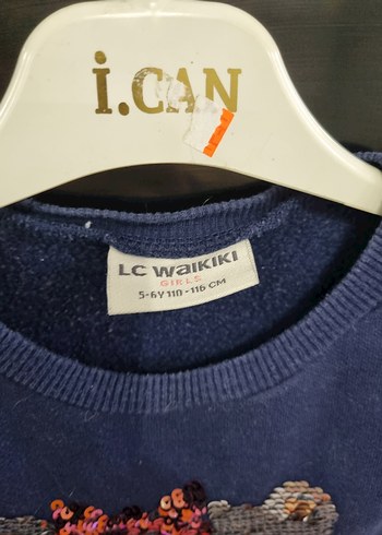 Kız Çocuk Mavi Triko Sweatshirt - Görsel 2