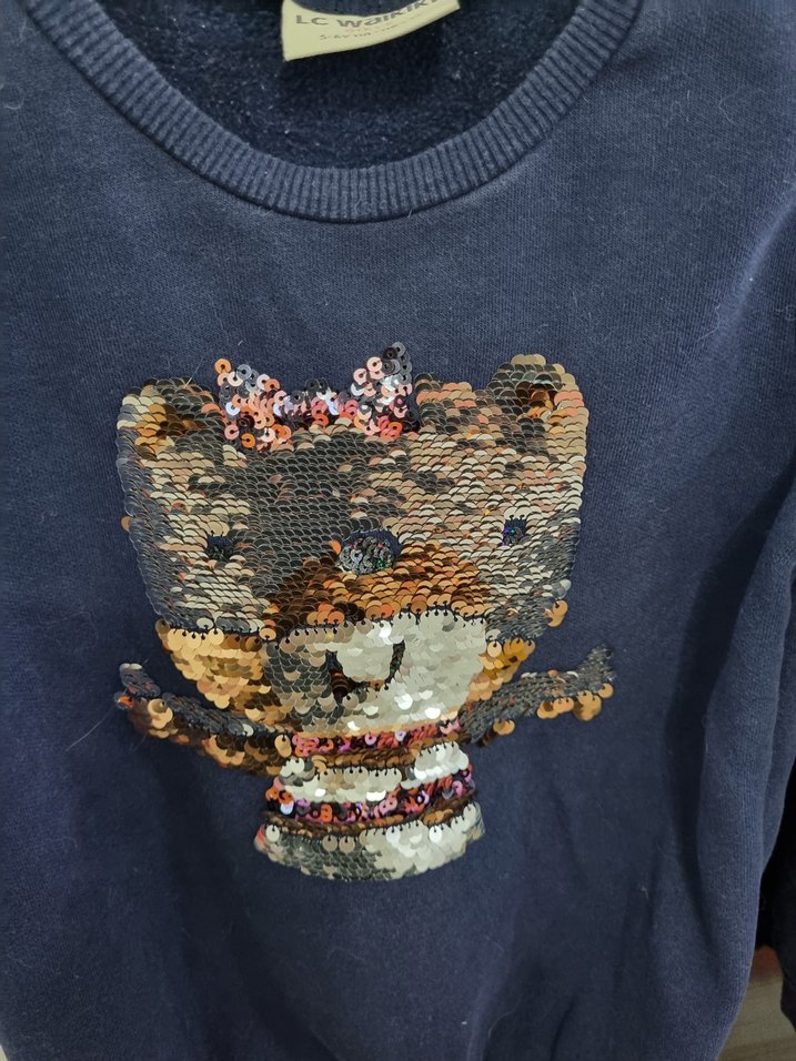 Kız Çocuk Mavi Triko Sweatshirt - Görsel 3