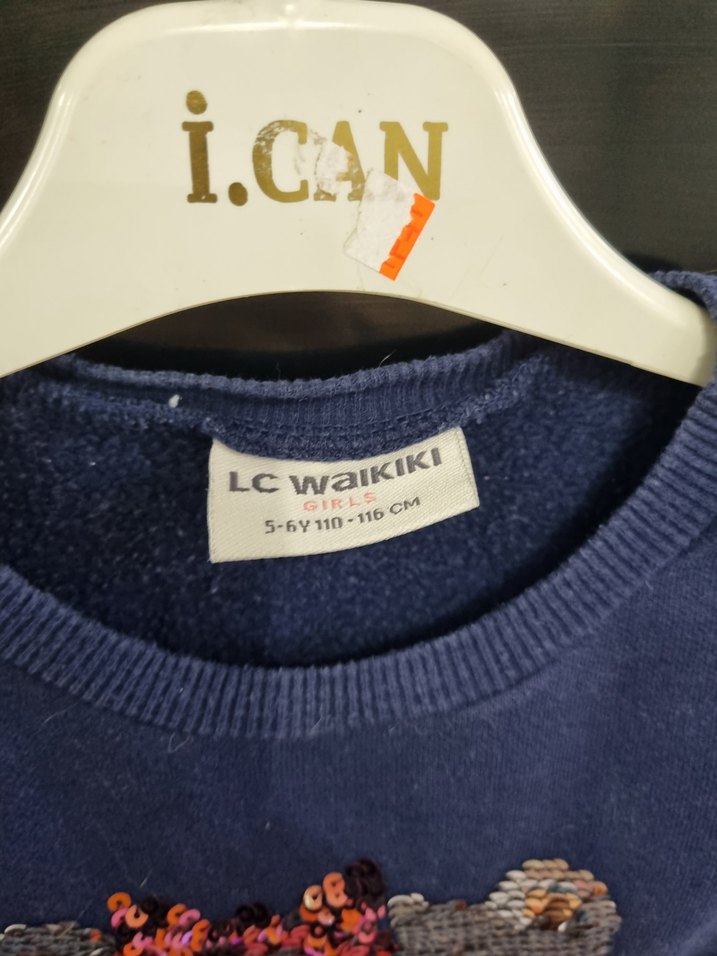 Kız Çocuk Mavi Triko Sweatshirt - Görsel 2