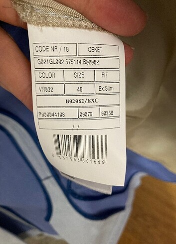 46 Beden Pierre Cardin Erkek Ceket