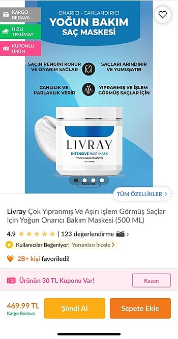 Beden SAÇ MASKESİ yıpranmış saçlar için