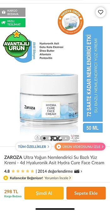 Beden ZAROZA nemlendirici krem