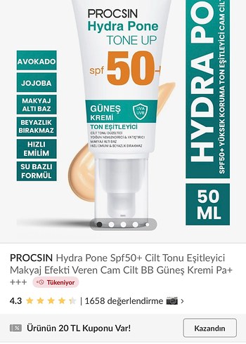 Procsin Hydra Pone SPF 50 Güneş Kremi - Görsel 2