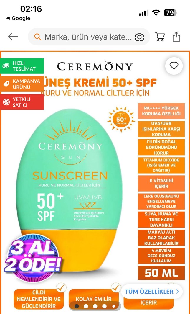 50+ Güneş Koruyucu GÜNEŞ KREMİ - Görsel 2