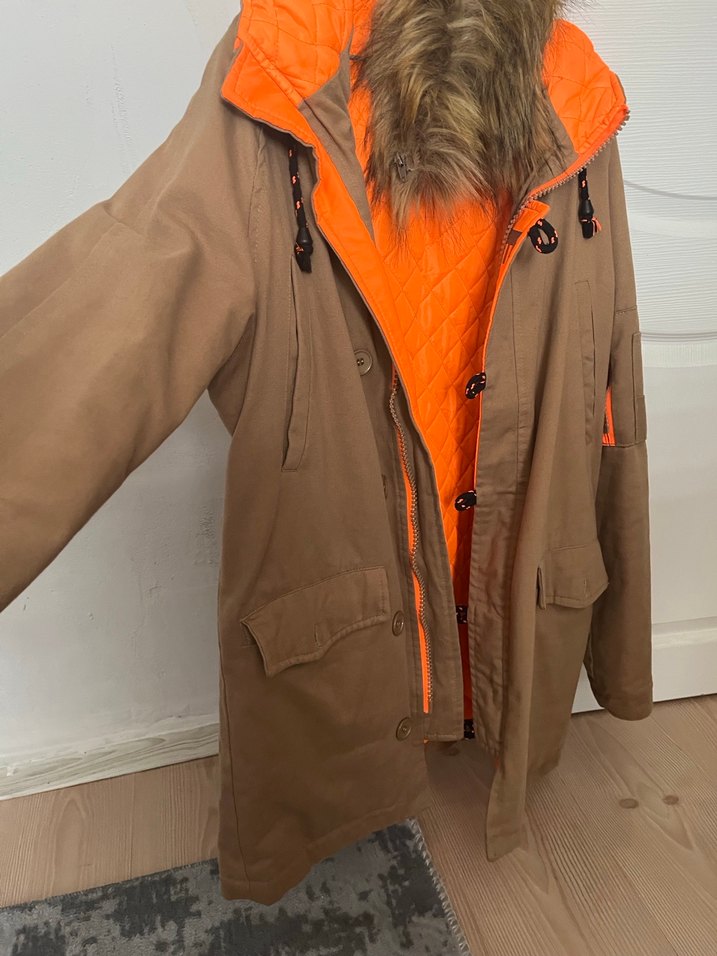 Kahverengi Kürklü Rahat Kesim Erkek montu - Görsel 2