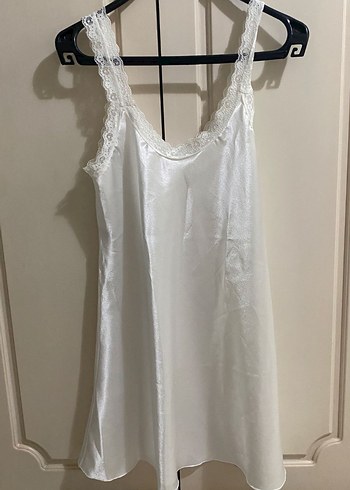 Beyaz Parıltılı Bride yazılı mini Kadın Sabahlık - Görsel 3