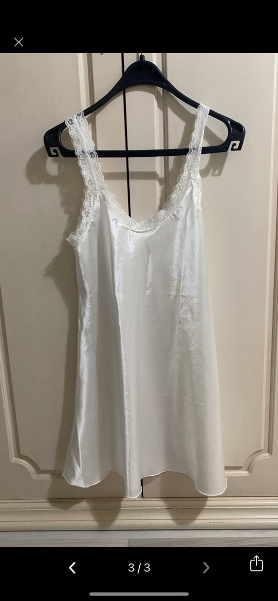 Beyaz Parıltılı Bride yazılı mini Kadın Sabahlık - Görsel 3