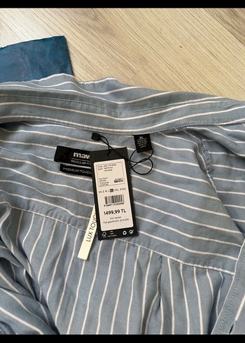 Mavi Jeans Gri Çizgili Uzun Kollu Erkek Keten Gömlek