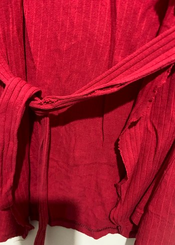 Kırmızı Uzun Kollu Midi Kadın hırka - Görsel 2