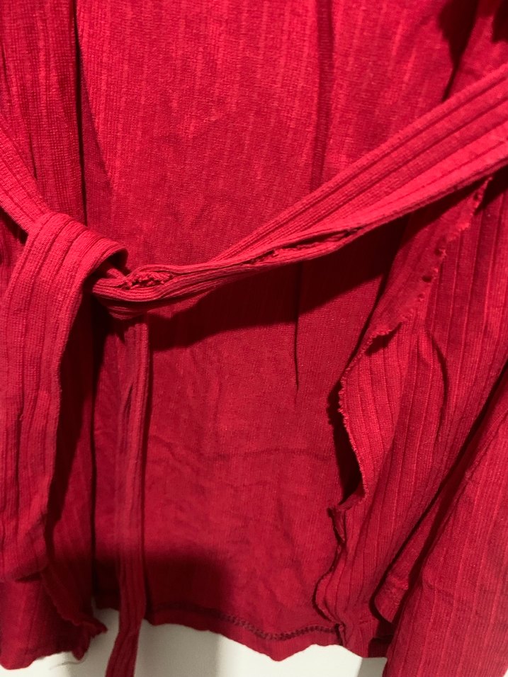 Kırmızı Uzun Kollu Midi Kadın hırka - Görsel 2