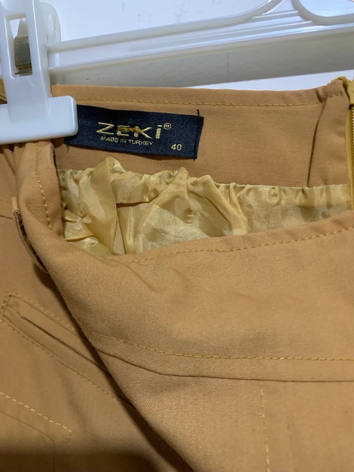 Bej Uzun Drapeli Kadın Etek - Görsel 2