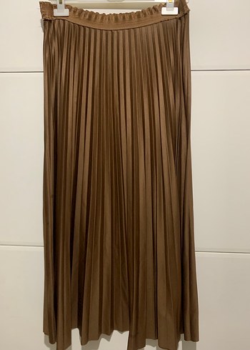 Bej Parlak Pilili Uzun Etek - Görsel 2