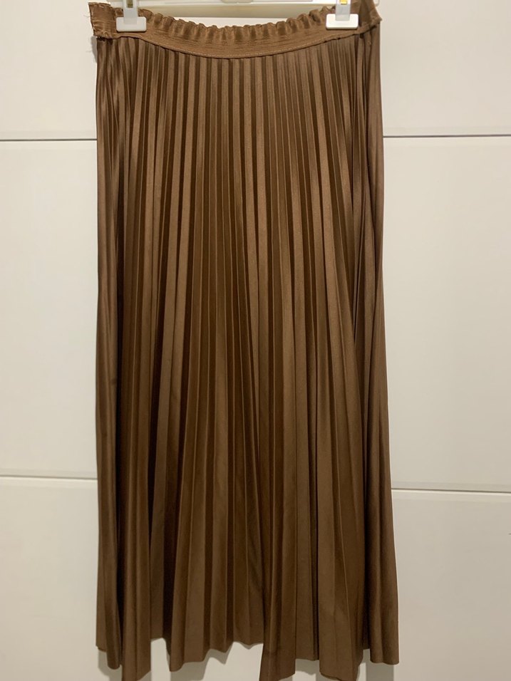 Bej Parlak Pilili Uzun Etek - Görsel 2