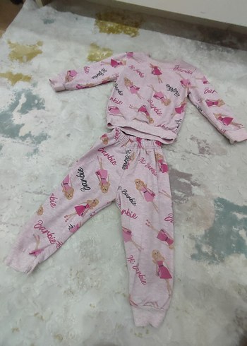 Pembe Barbie Baskılı Kız Eşofman Takımı