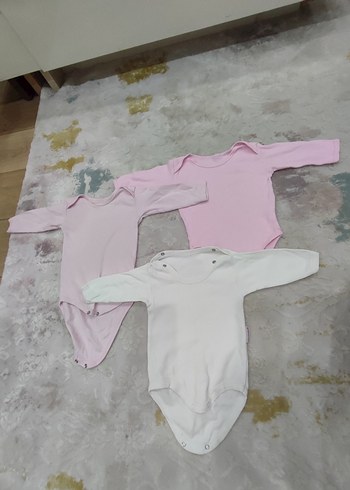 Uzun Kollu Bebek Kız Çıtçıtlı Body 3'lü Set
