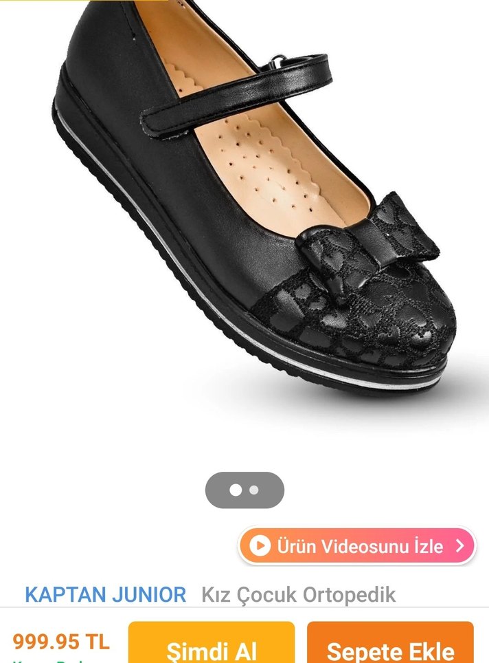 Kız Çocuk Siyah  Tokalı ,ortapedik Babet - Görsel 4