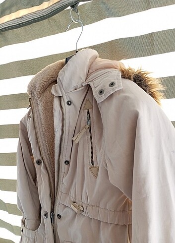 6-9 Ay Beden camel Renk Kürklü çocuk mont